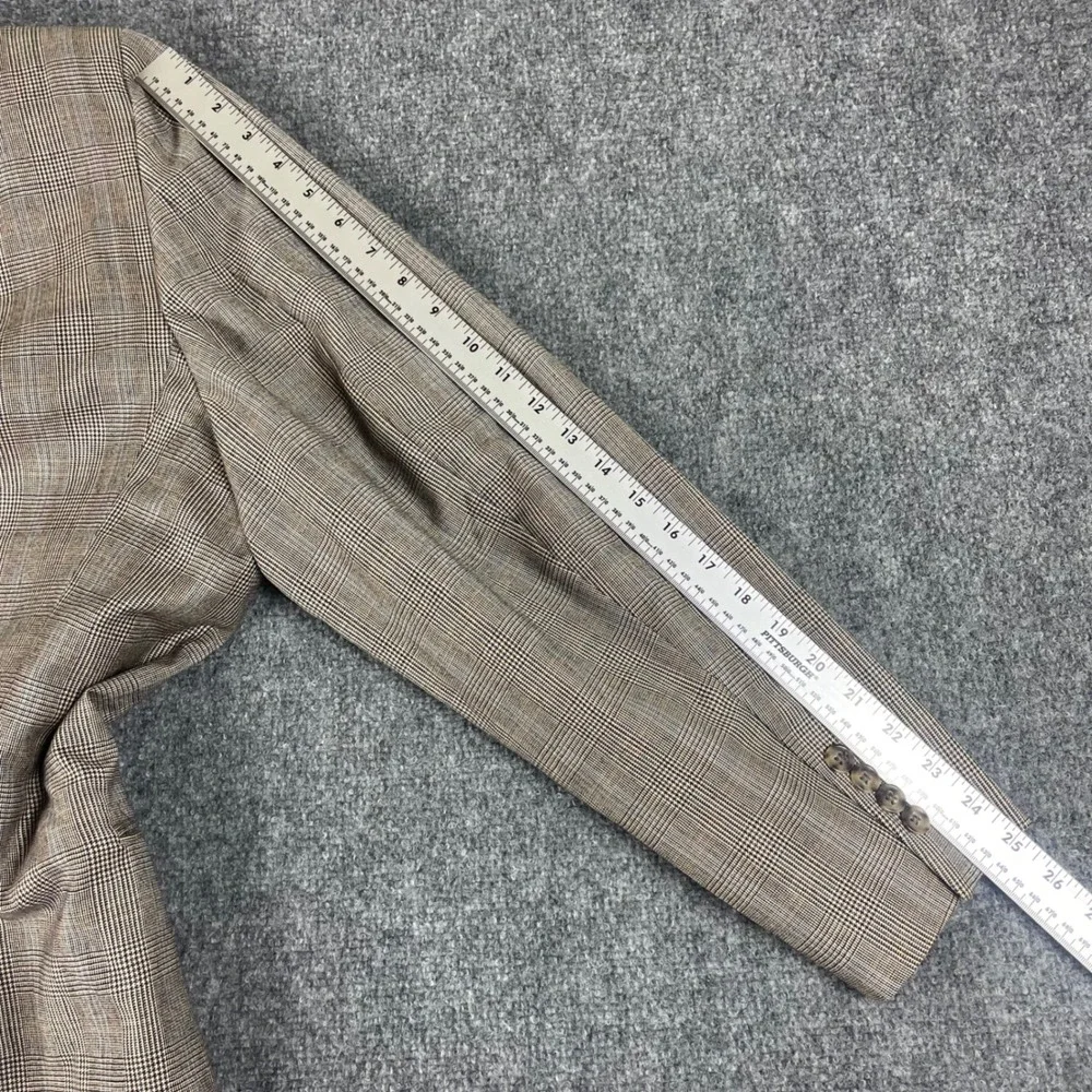 Jos. A.‎ Bank Blazer 48RG Brown Plaid Signature Collection 100% Wool Flaw Men's